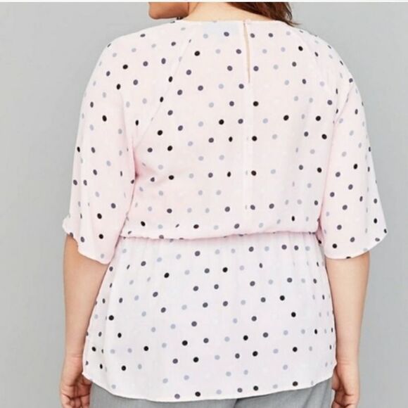 LANE Bryant Polka Dot Wrap Chiffon Blouse Size 14 - Picture 2 of 7